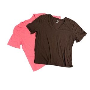 Set of 2 Banana Republic Brown and salmon pink colored Malibu Tee size XL